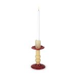 Lara Glass Candle Holder - Tan/ Red