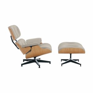 Eames® Lounge Chair and Ottoman from Herman Miller - Oak/ Timbre Cream Leather