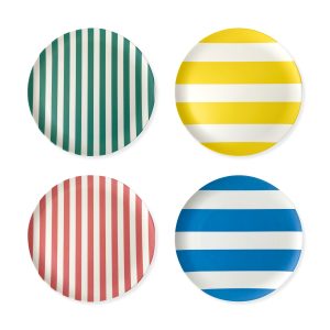 Bamboo Colorful Striped Dinnerware - Set of 4 - Dessert Plate