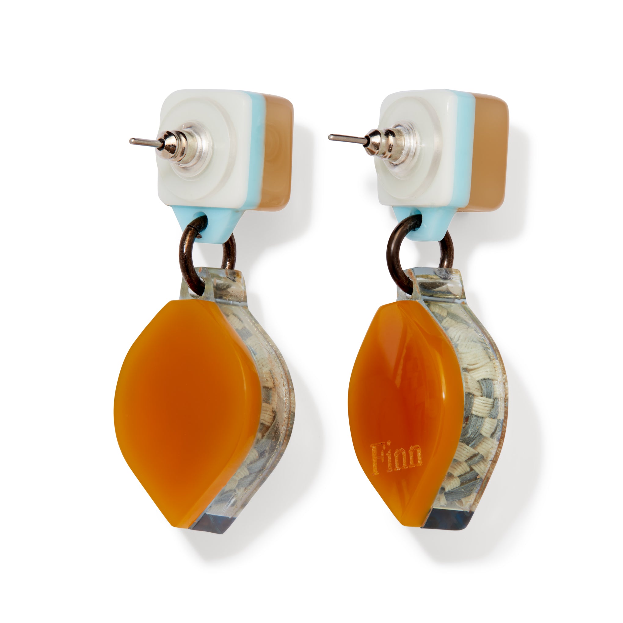Finn Vita Drop Earrings - Natural/ Blue - Image 3