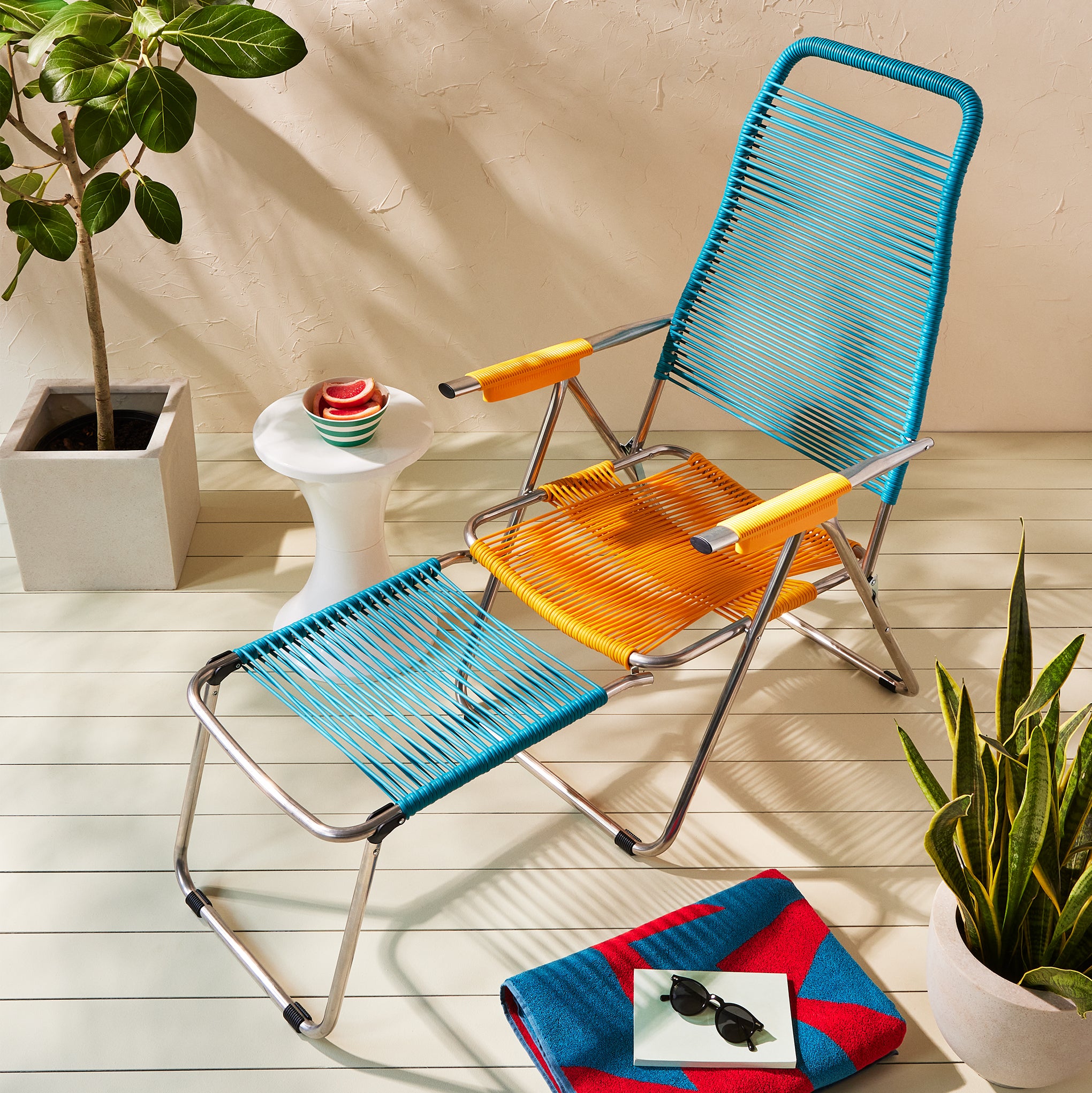 Spaghetti Outdoor Lounge Chair - Teal/ Yellow - Image 2