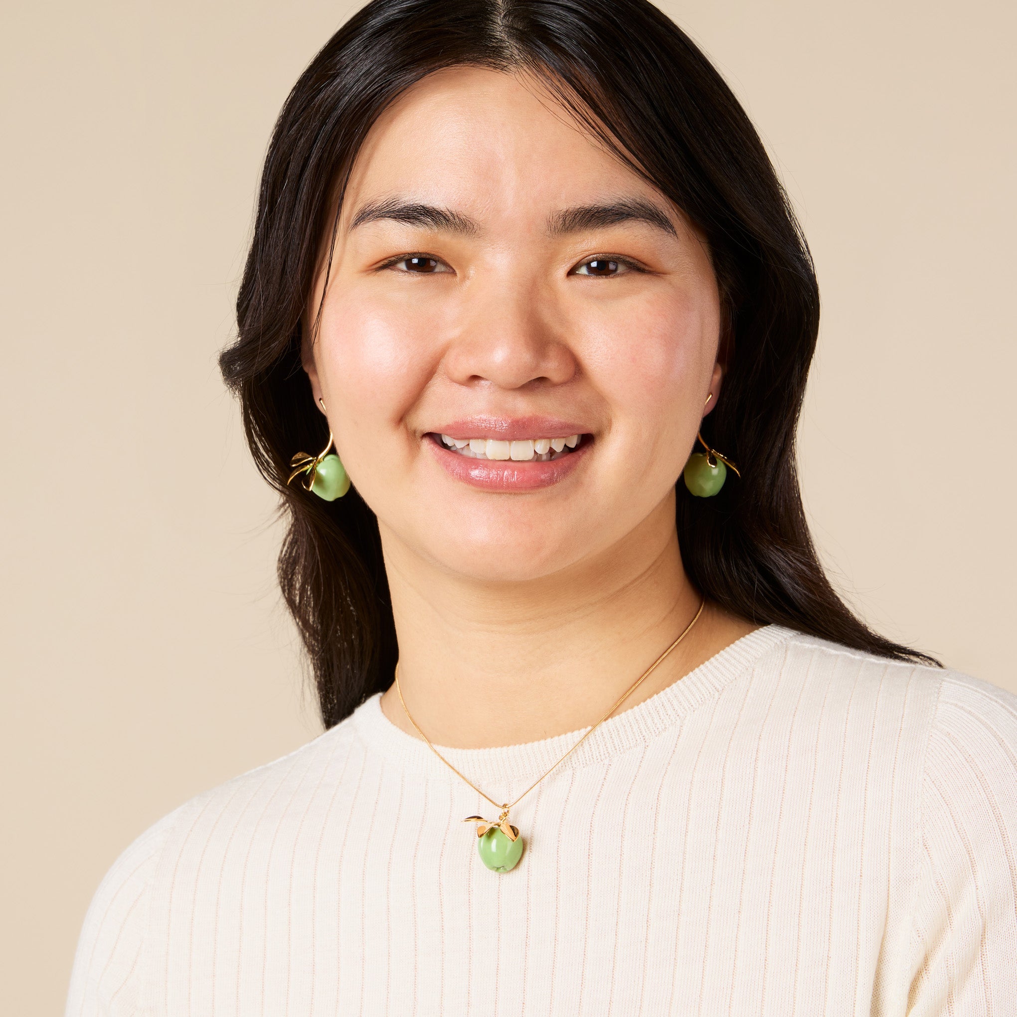 Andrés Gallardo Green Apple Stem Gold-Plated Post Earrings - Image 4