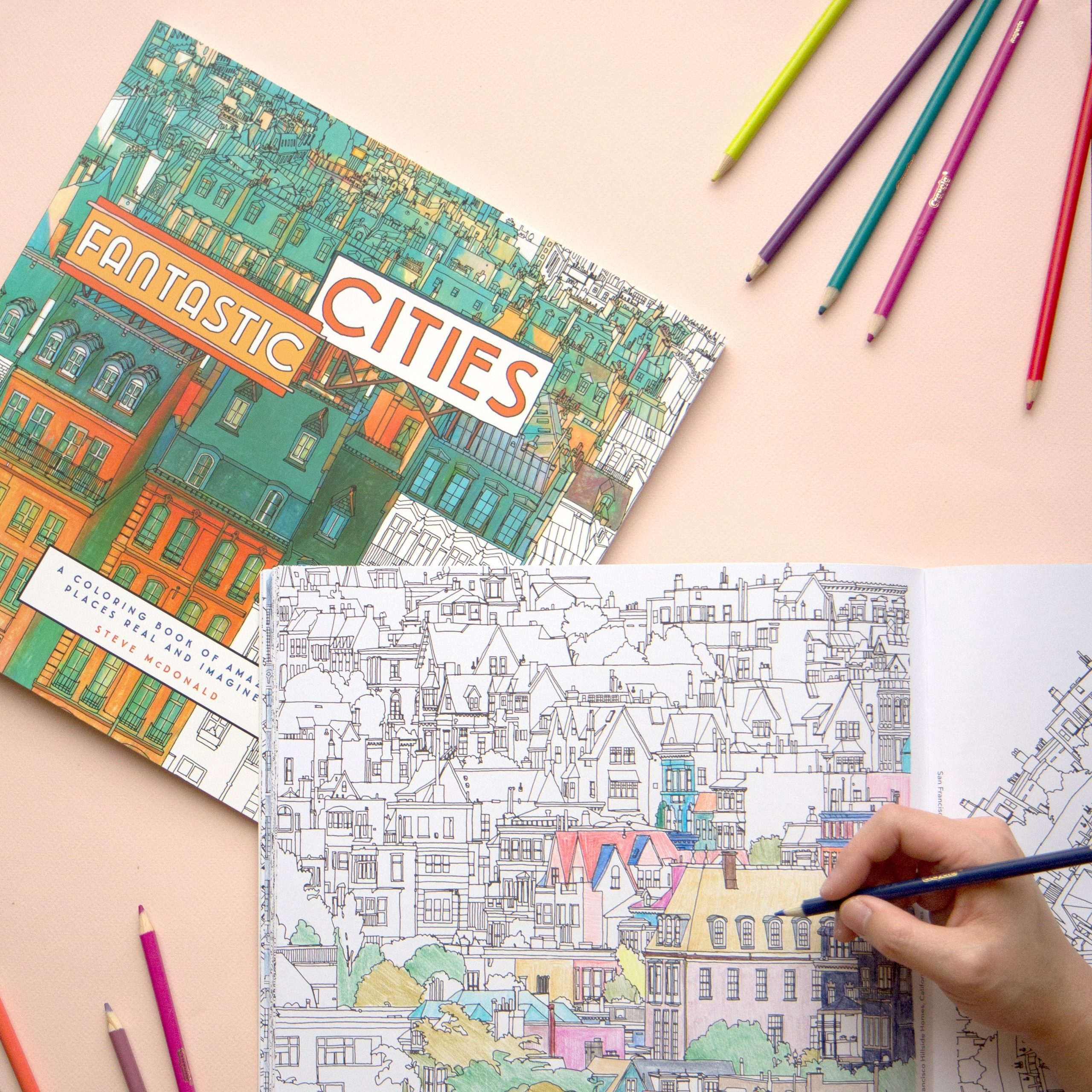 Fantastic Cities Coloring Book - Paperback - Image 3