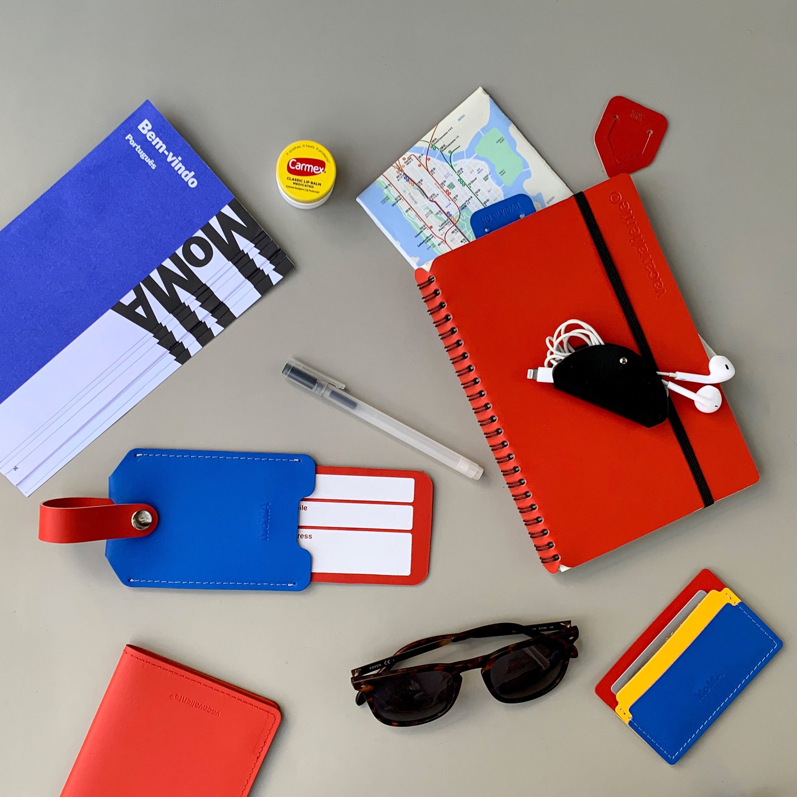 Primary Recycled Leather Wallet - Blue/ Red - Image 6