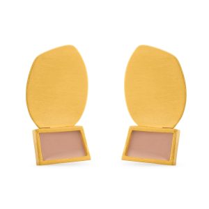 Geometric Collage Gold-Plated Two Shapes Post Earrings