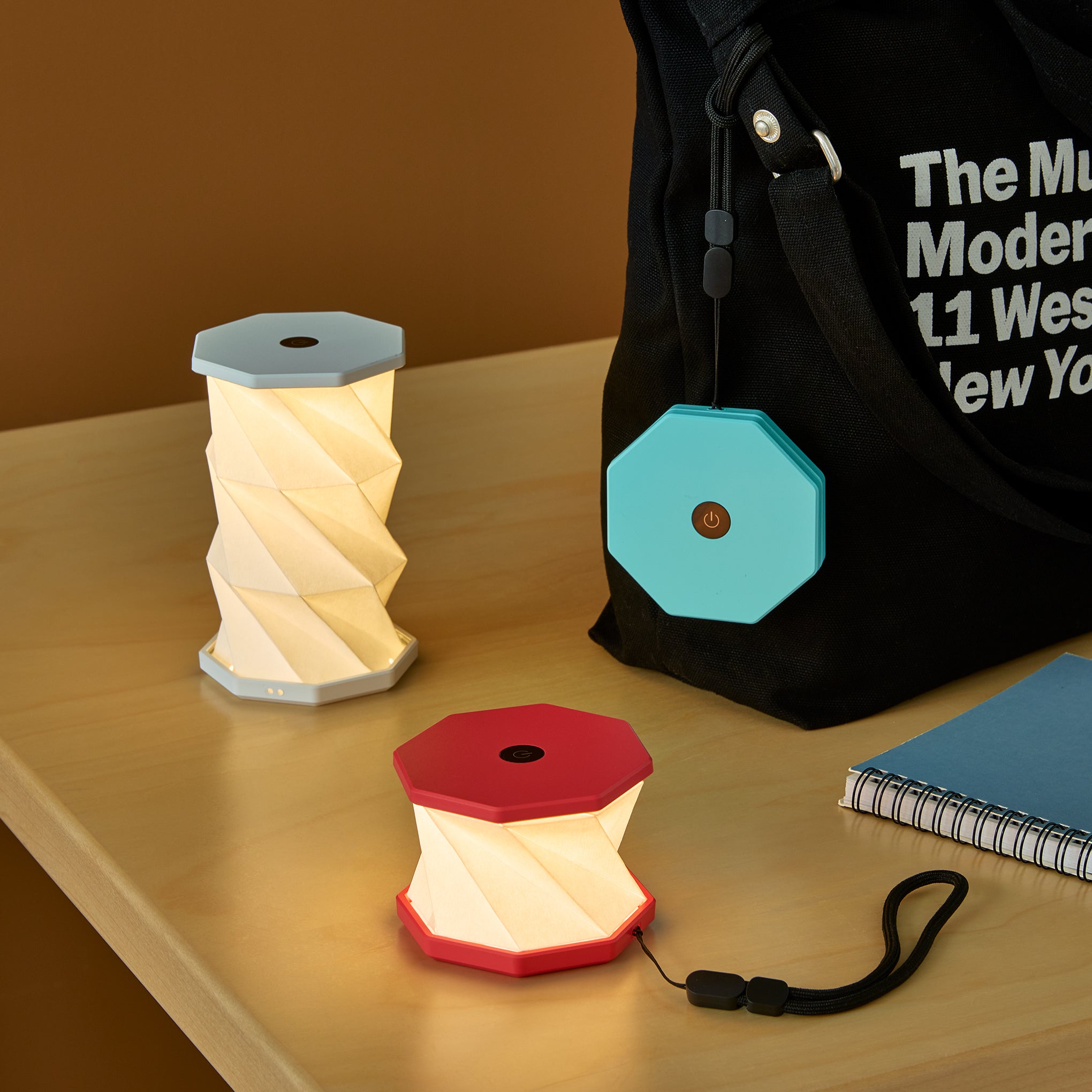 Twist Hexagon Portable Table Lamp - Coral Red - Image 2