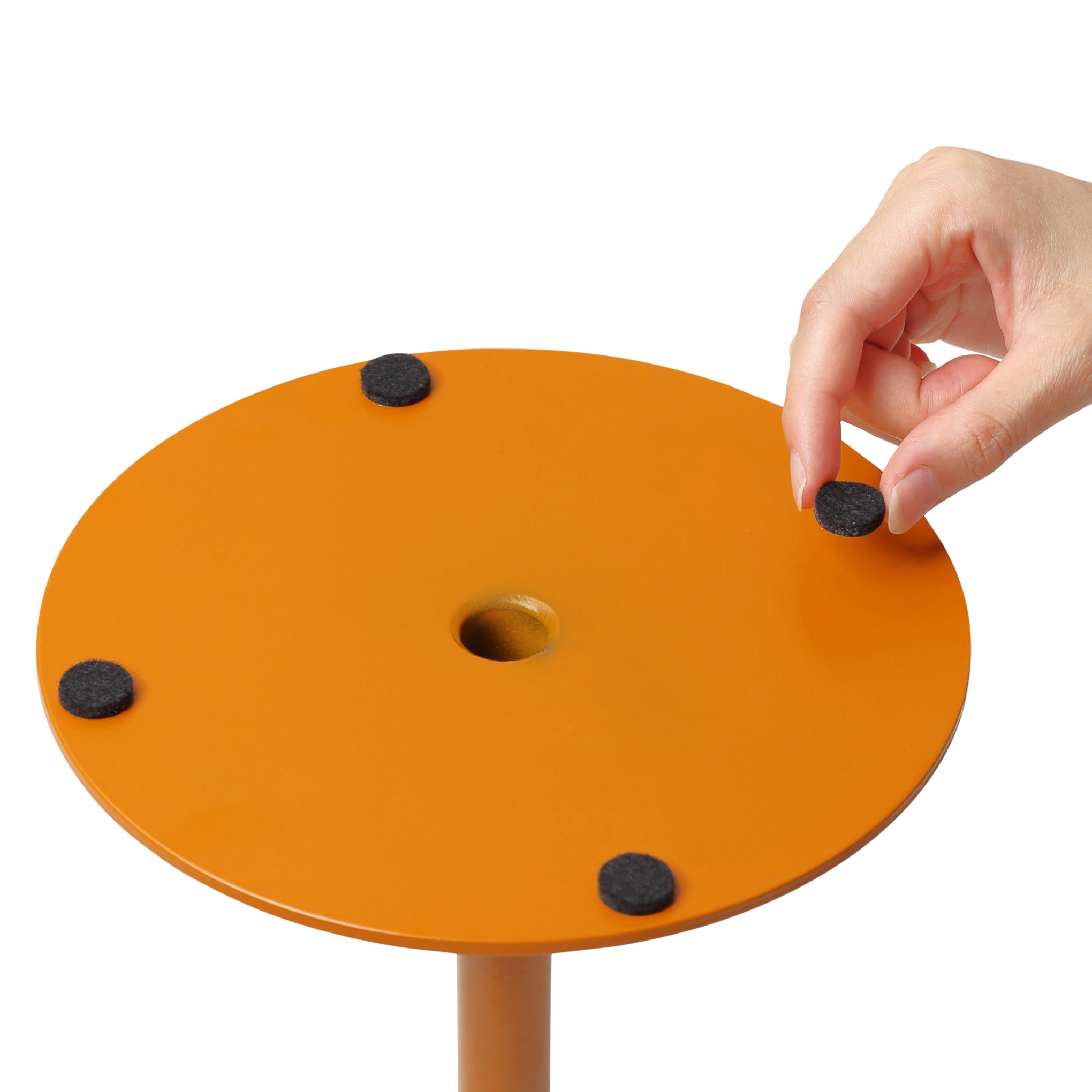 Pedestal Side Table - Tan Orange - Image 3