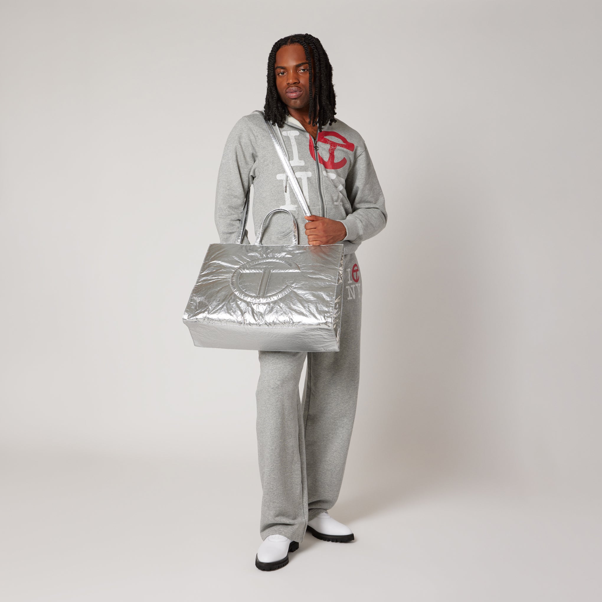 Telfar Tyvek Shopping Bag - Silver - Image 6