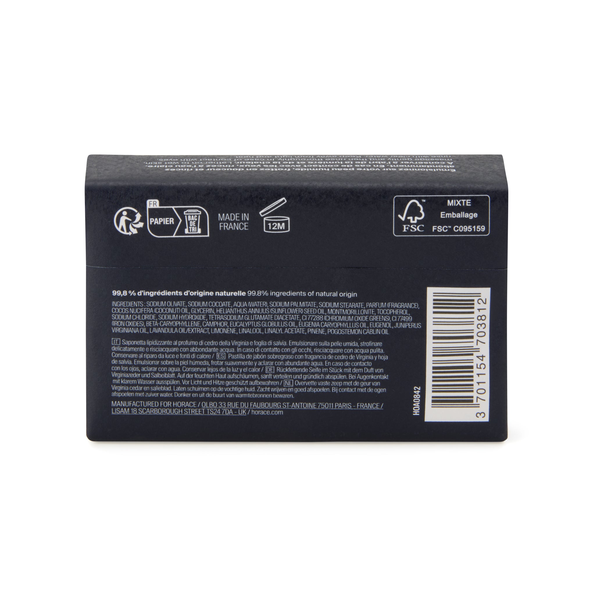 Horace MoMA Superfatted Soap Bar - Virginia Cedar & Sage Leaf - Image 5