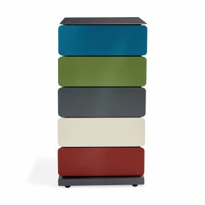 5-Drawer Pivot Cabinet - Blue/ Gray/ Red