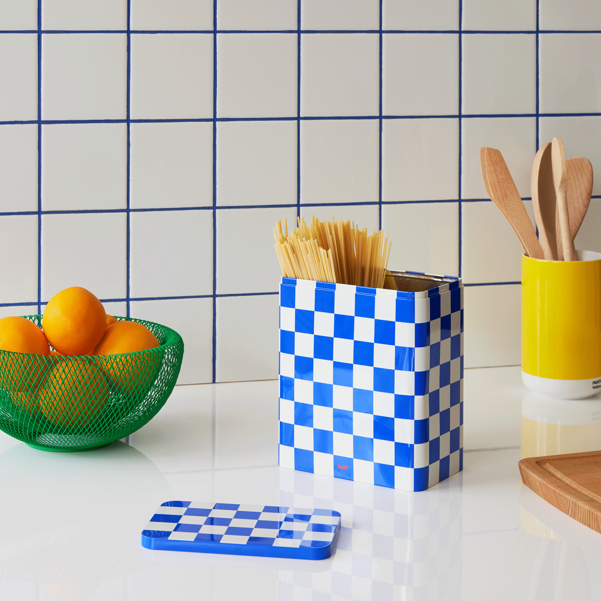 HAY Tin Container - Blue/ Off White - Image 3