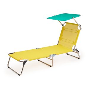 Amigo Outdoor Lounge Chair with Sun Shield - Yellow/ Teal