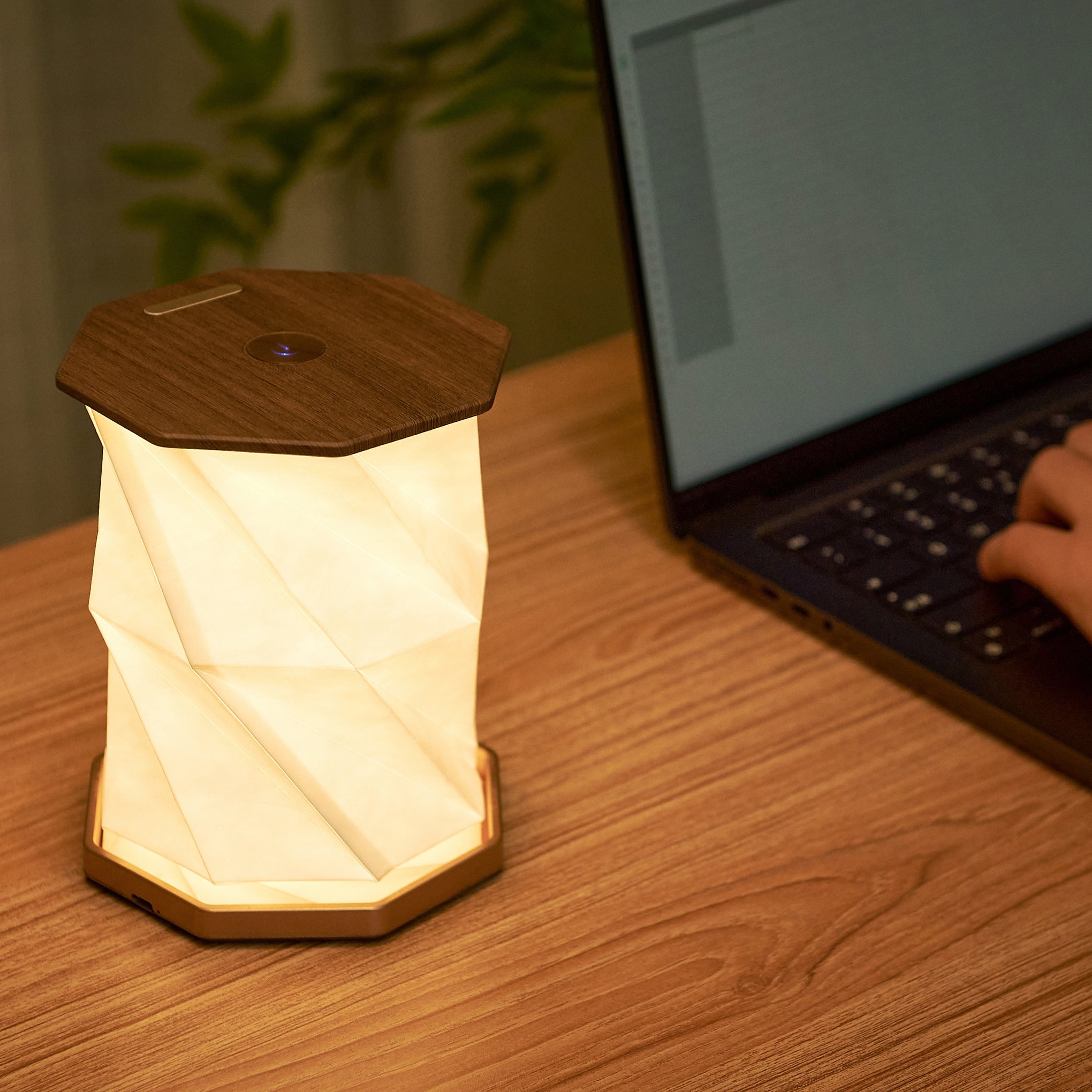 Twist Hexagon Portable Table Lamp - Walnut - Image 2