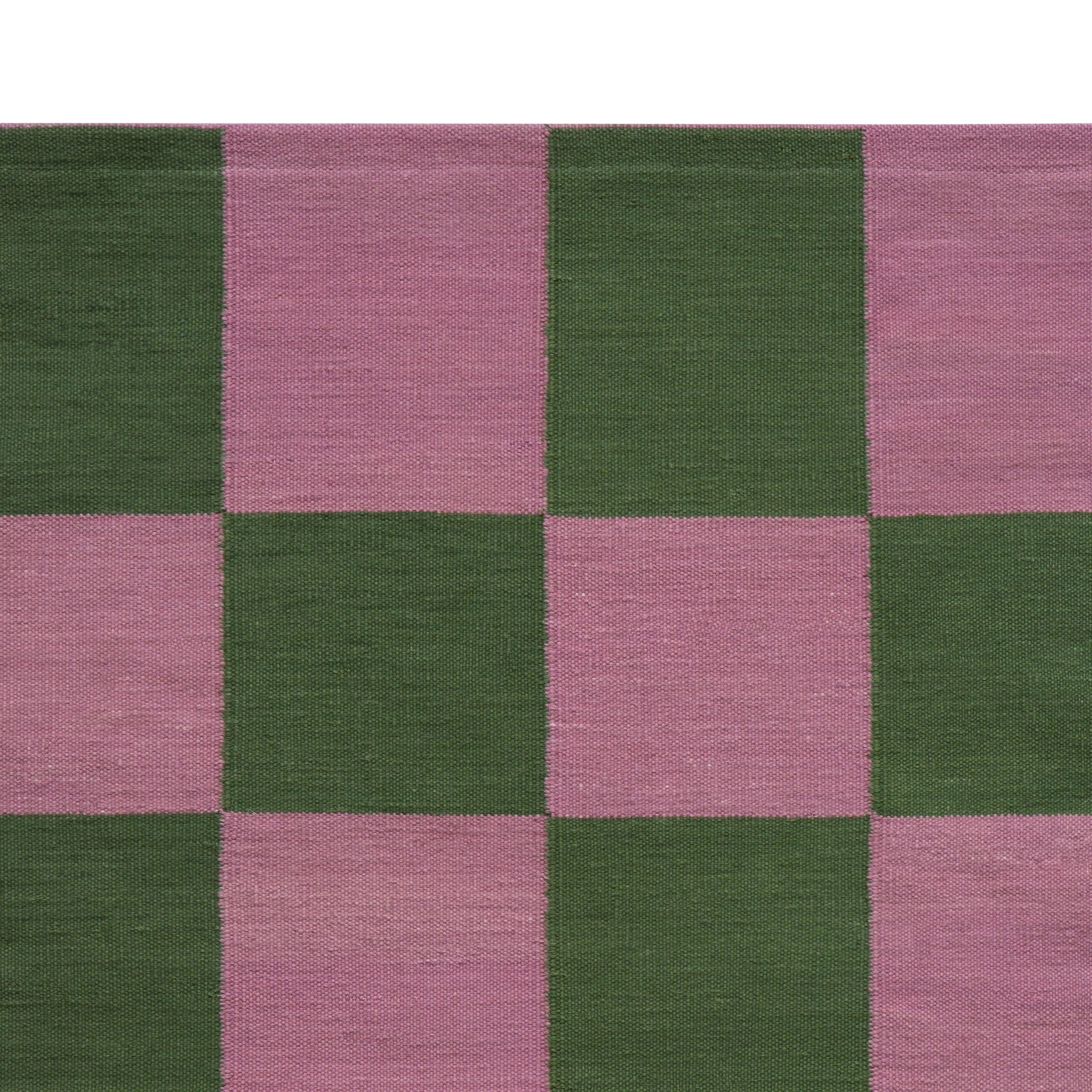 Maharam Alexander Girard Cotton Check Rug - Emerald/ Pink - Image 5