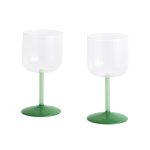 HAY Tint Wine Glasses - Set of 2 - Clear/ Jade Light Green/ Jade Dark Green