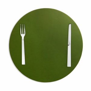 Dual-Sided Recycled Leather Placemat - Green/ Black