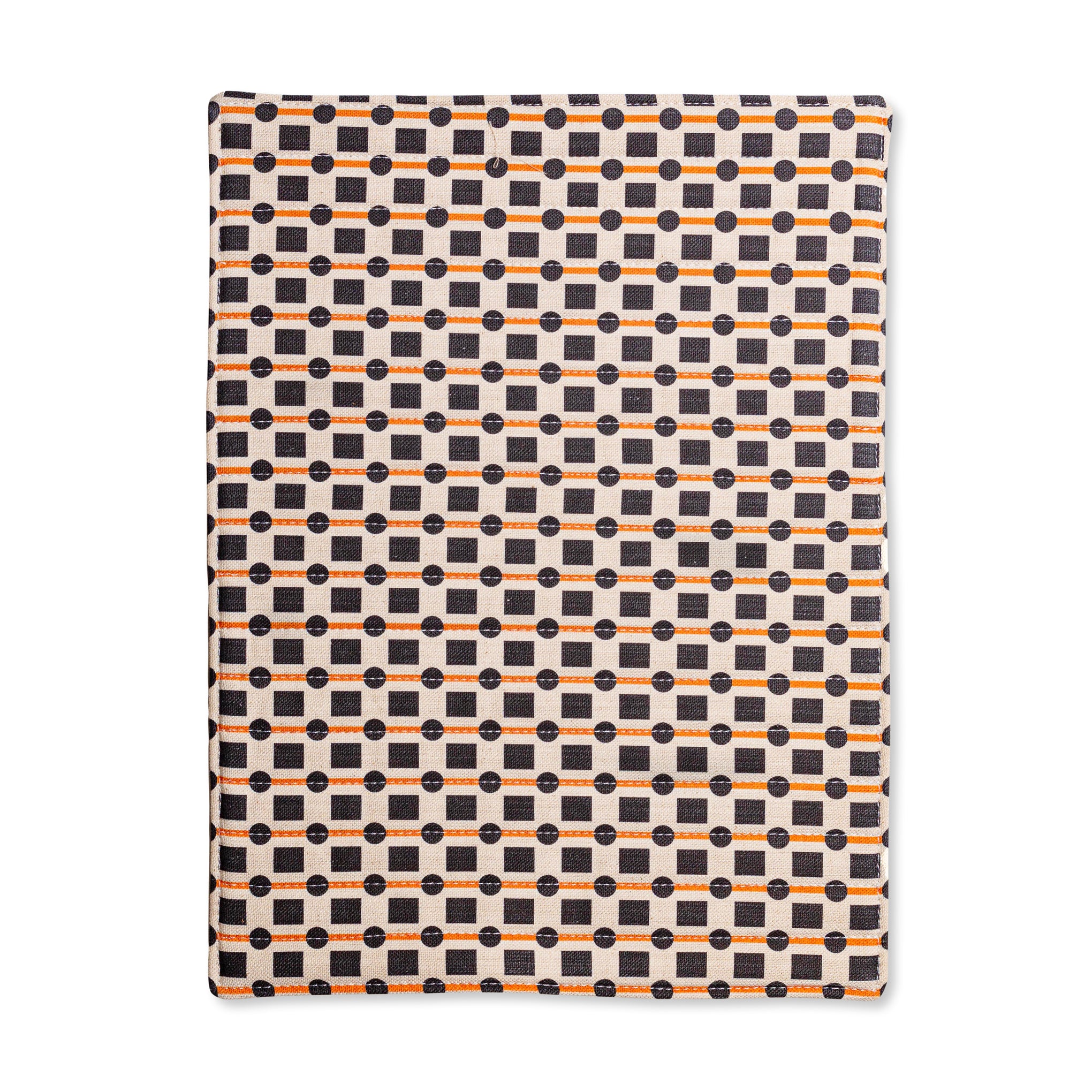 Geometric Cotton & Linen Placemats - Set of 2 - Black/ Orange - Image 4