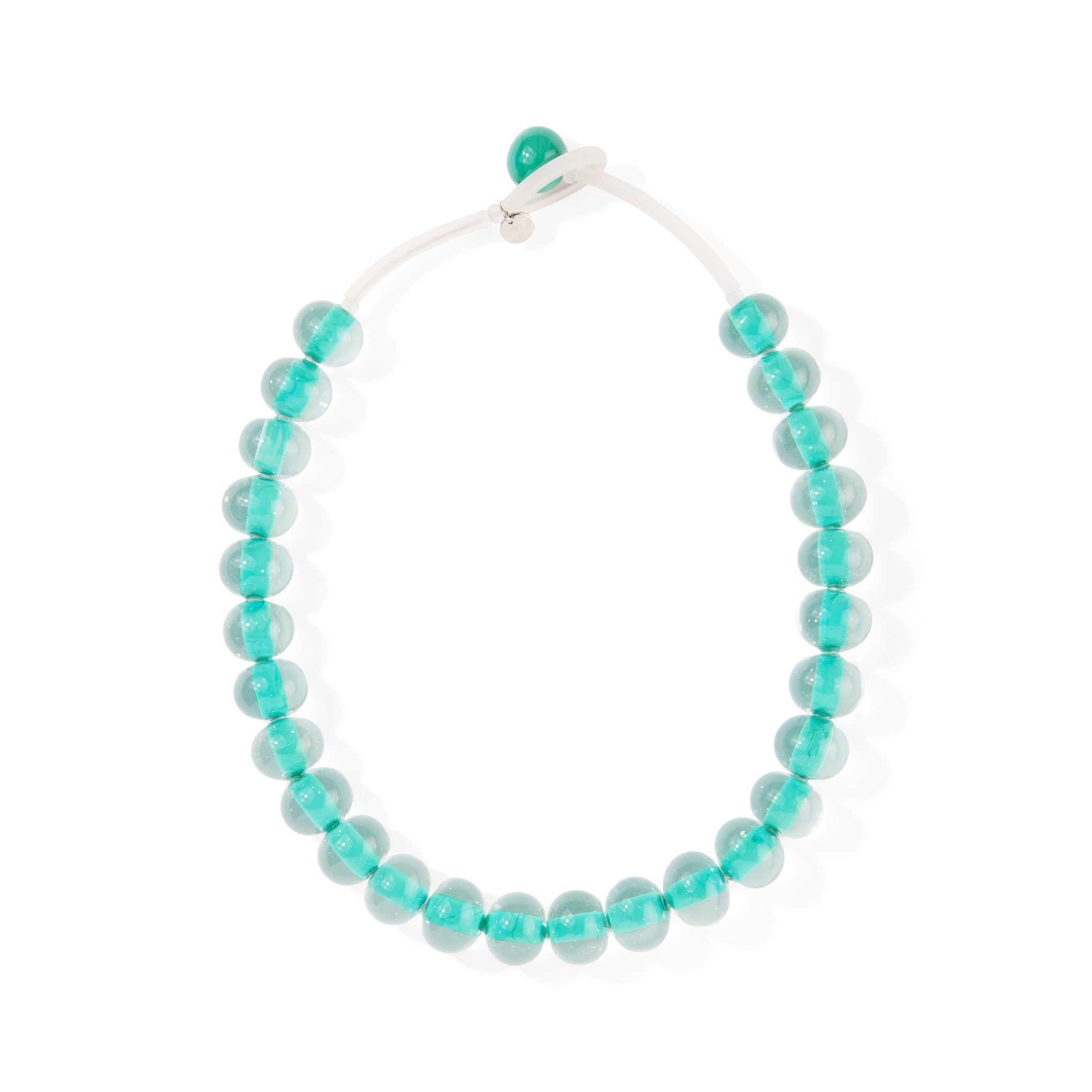 Glass Ball Strip Necklace - Turquoise