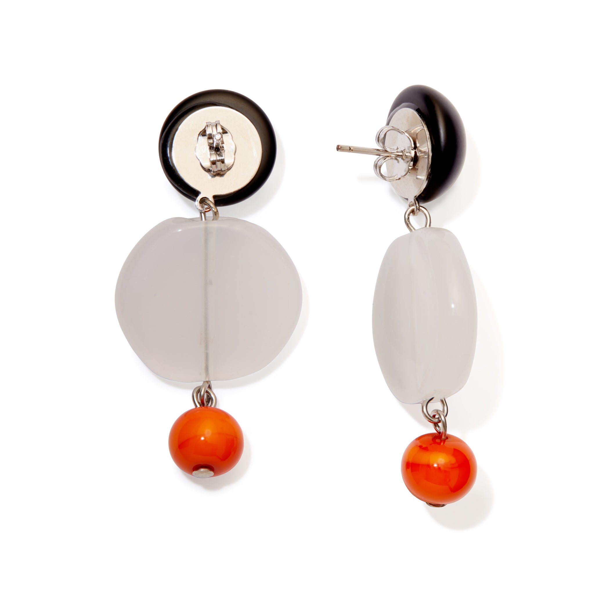 Murano Drop Earrings - White/ Orange - Image 3