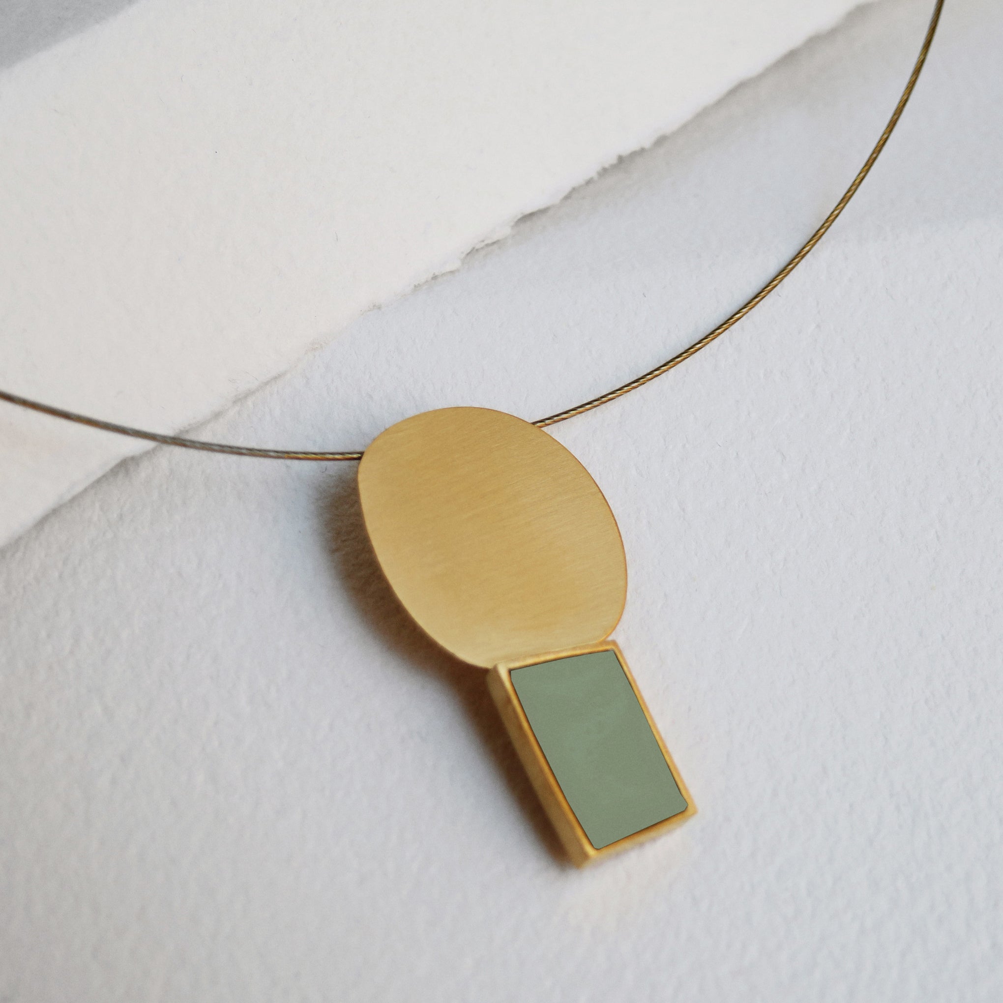Geometric Collage Gold-Plated Pendant Wire Necklace - Image 3