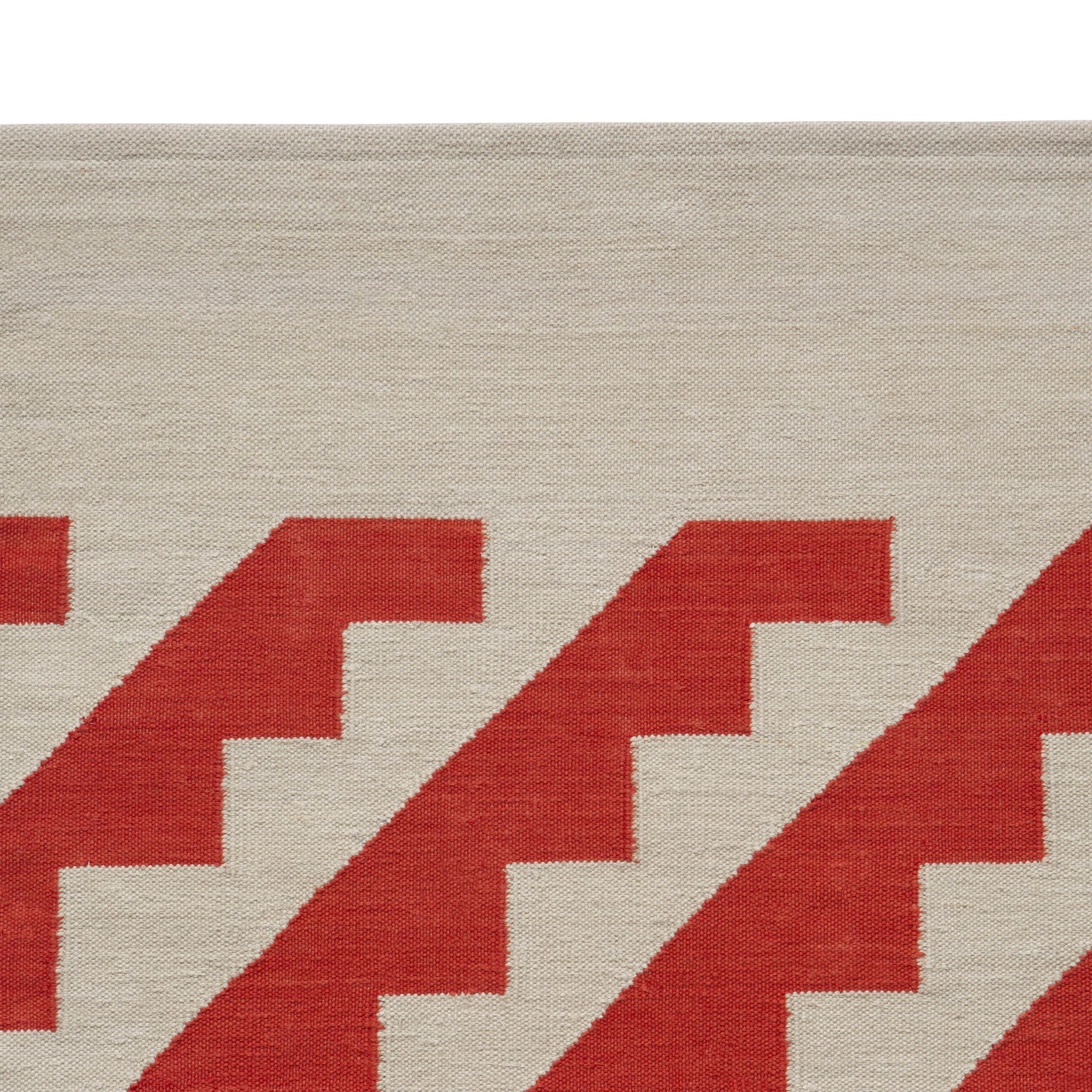 Maharam Alexander Girard Cotton Steps Rug - Ivory/ Crimson - Image 4