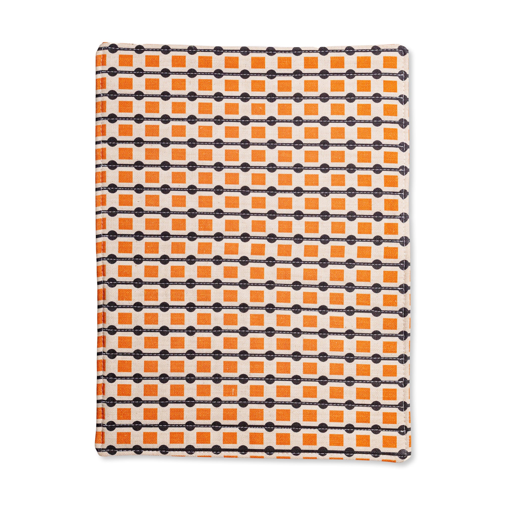Geometric Cotton & Linen Placemats - Set of 2 - Black/ Orange - Image 5