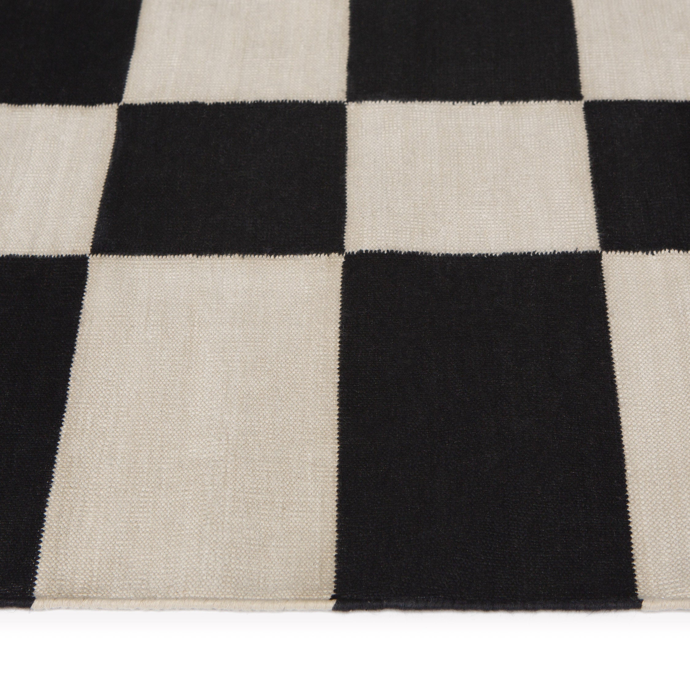 Maharam Alexander Girard Cotton Check Rug - Black/ Ecru - Image 4