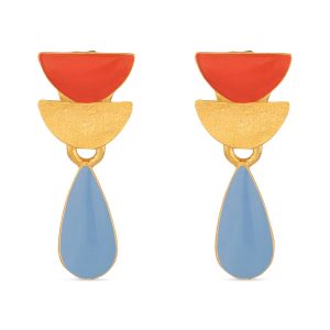 Somni Gold-Plated Red & Blue Drop Earrings