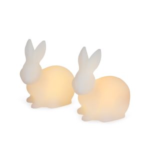 LED Wax Woodland Creature Holiday Decor - Set of 2 - Bunnies