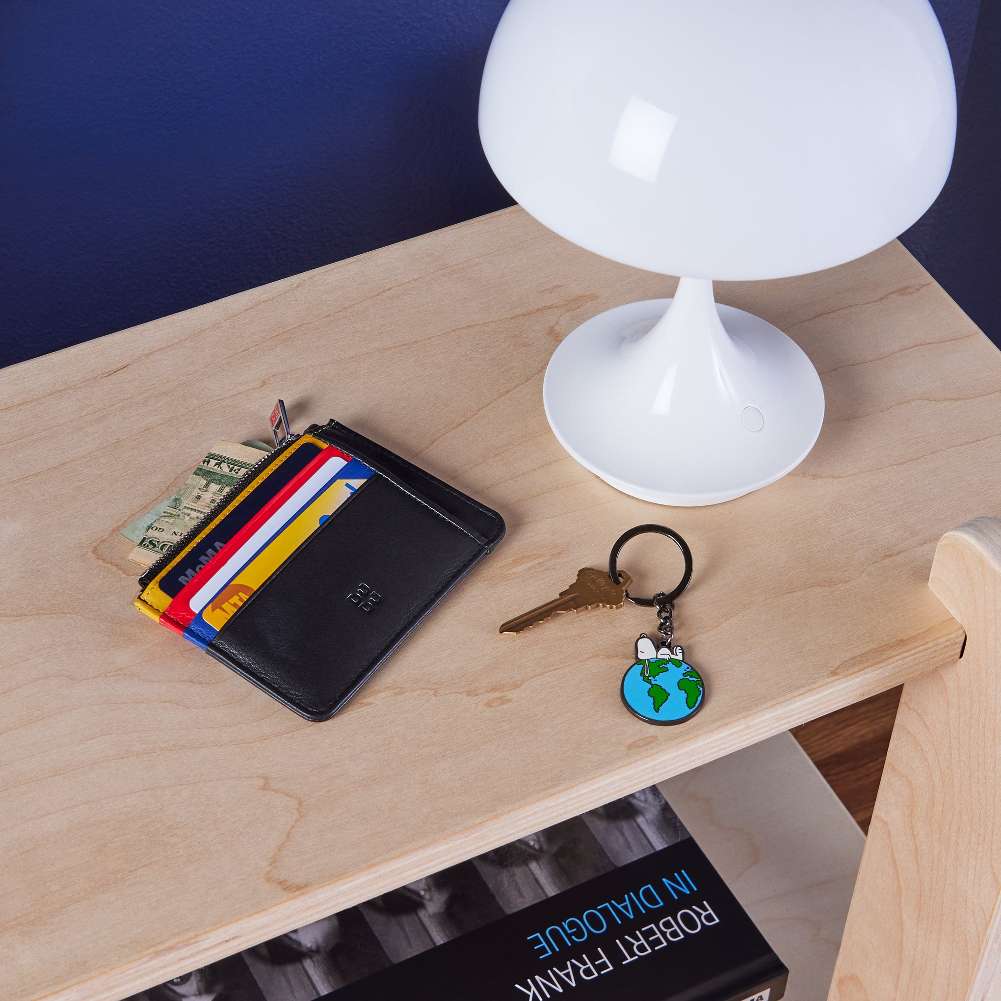 Tiago Leather Zip Card Holder - Black/ Multi - Image 2