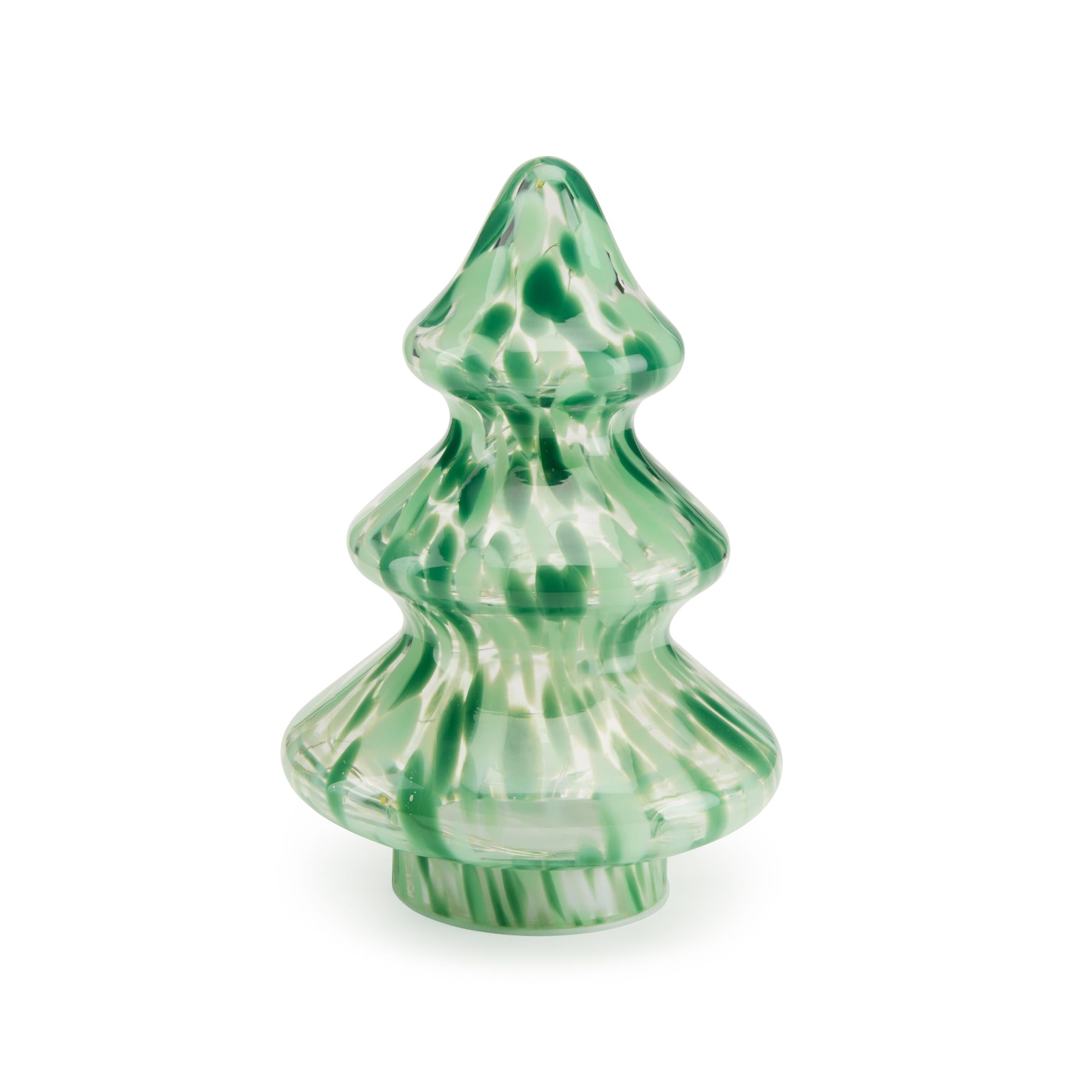 LED Lighted Marbled Glass Holiday Decor - Marbled Tree Tiered - Image 3