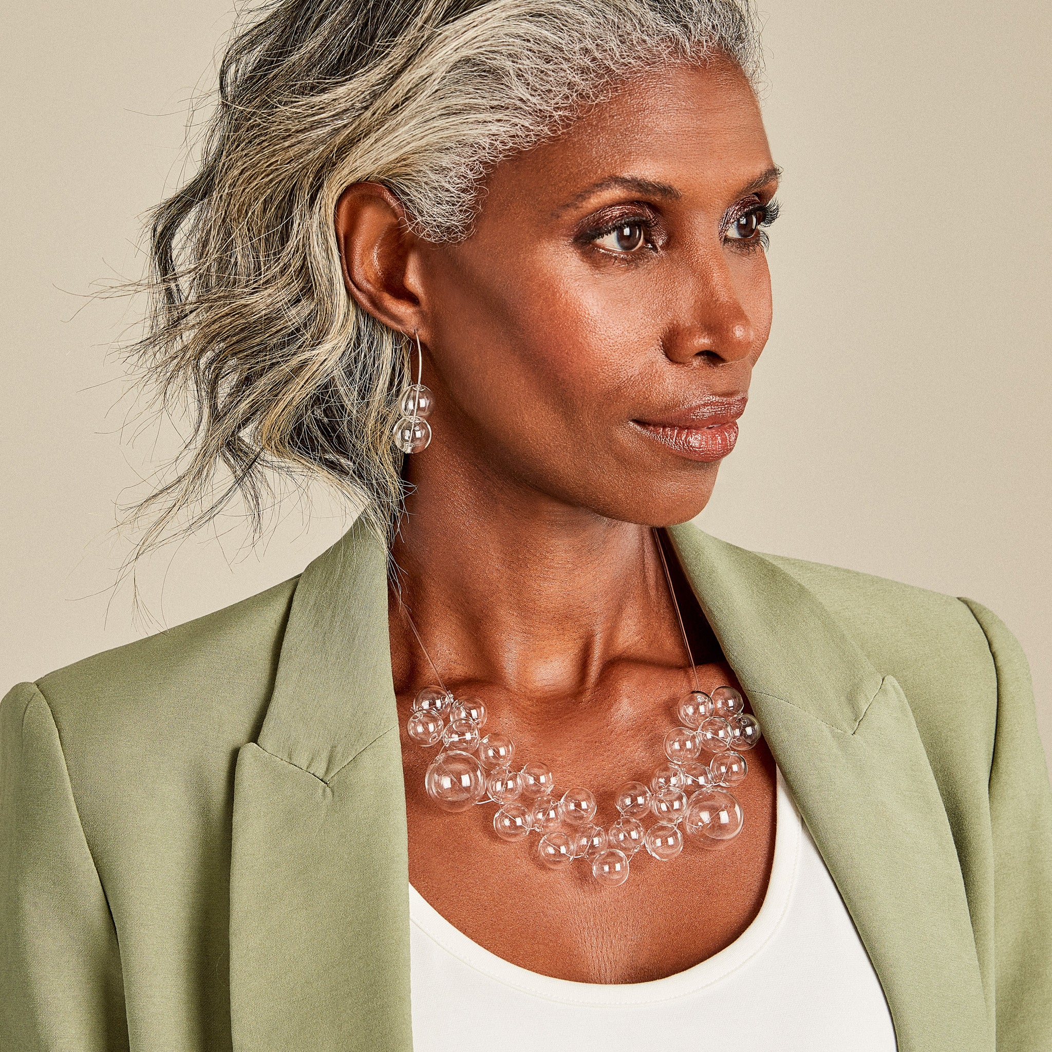 Glass Bubble Necklace - Transparent - Image 5