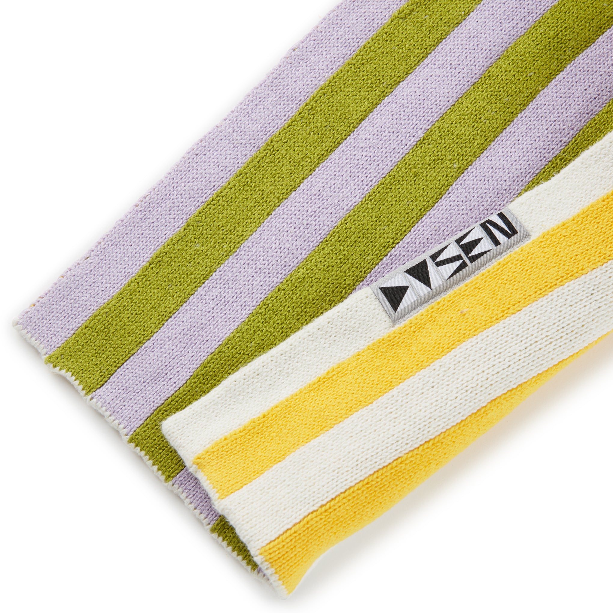 Dusen Dusen Reversible Striped Cotton Scarf - Purple/ Yellow - Image 3