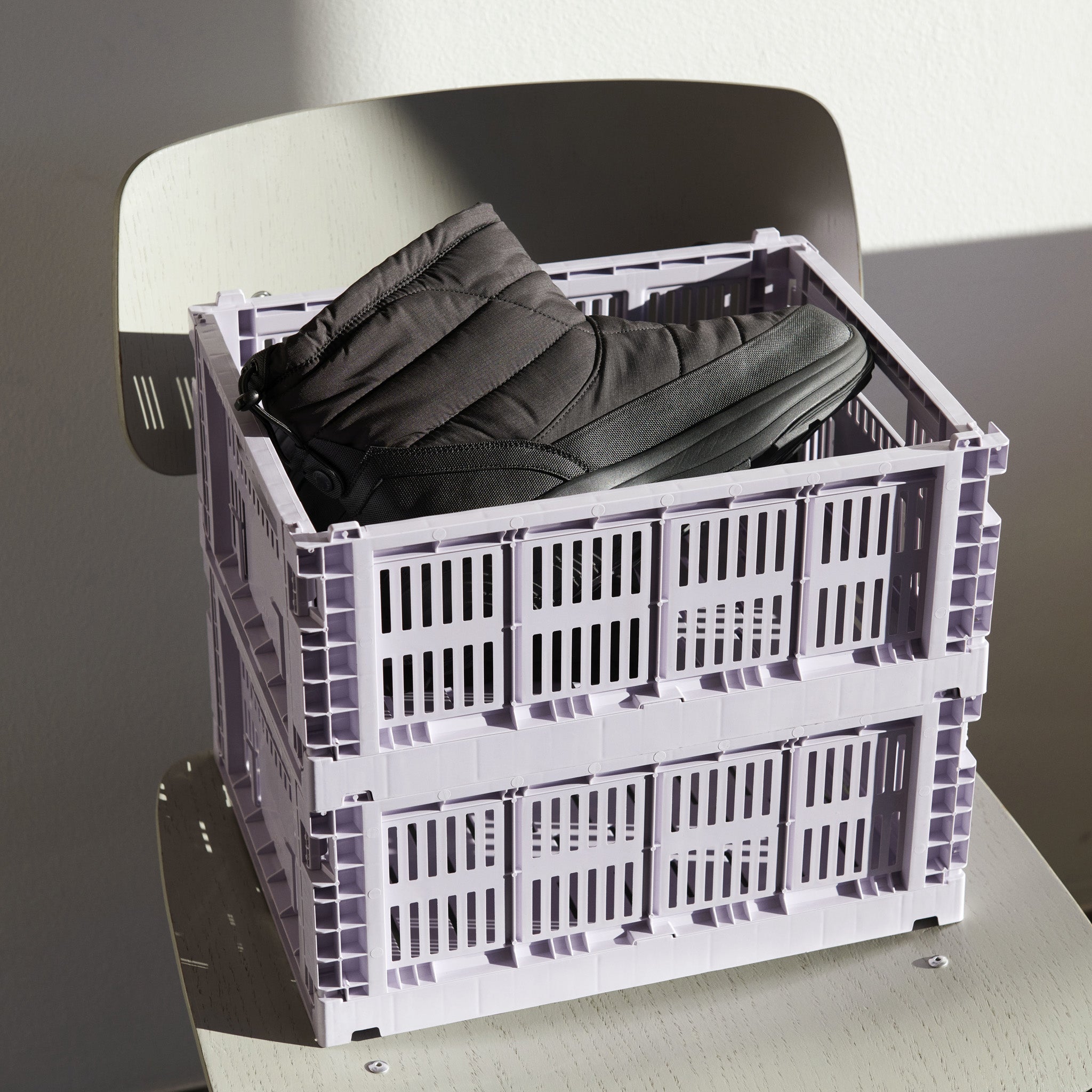 HAY Recycled Plastic Collapsible Color Crate - Lavender - Image 8