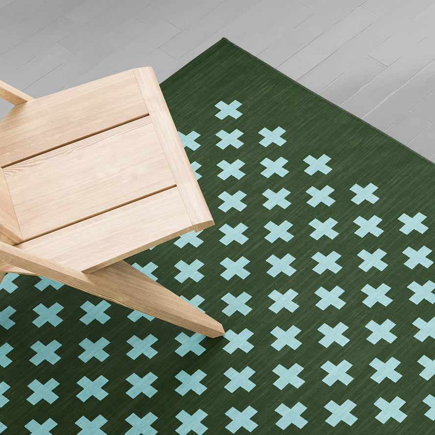 Maharam Alexander Girard Cotton Plus Rug - Olive/ Aqua - Image 2