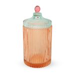 Candy Stripe Glass Storage Jar - Orange/ Light Mint
