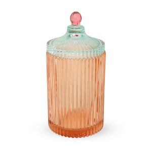 Candy Stripe Glass Storage Jar - Orange/ Light Mint