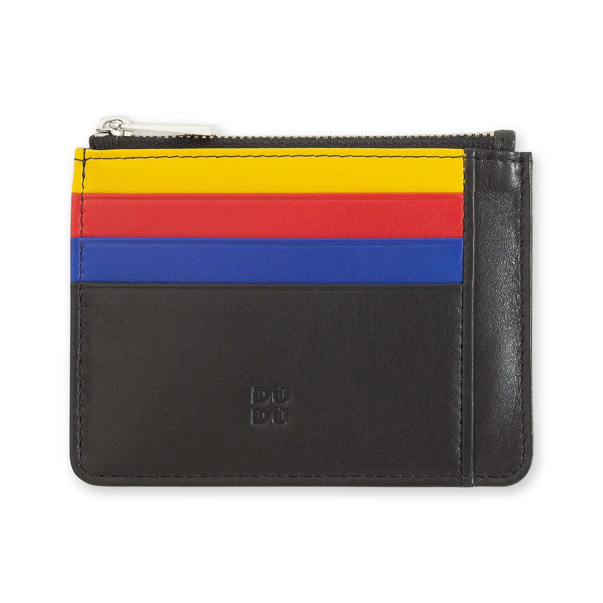 Tiago Leather Zip Card Holder - Black/ Multi - Image 3