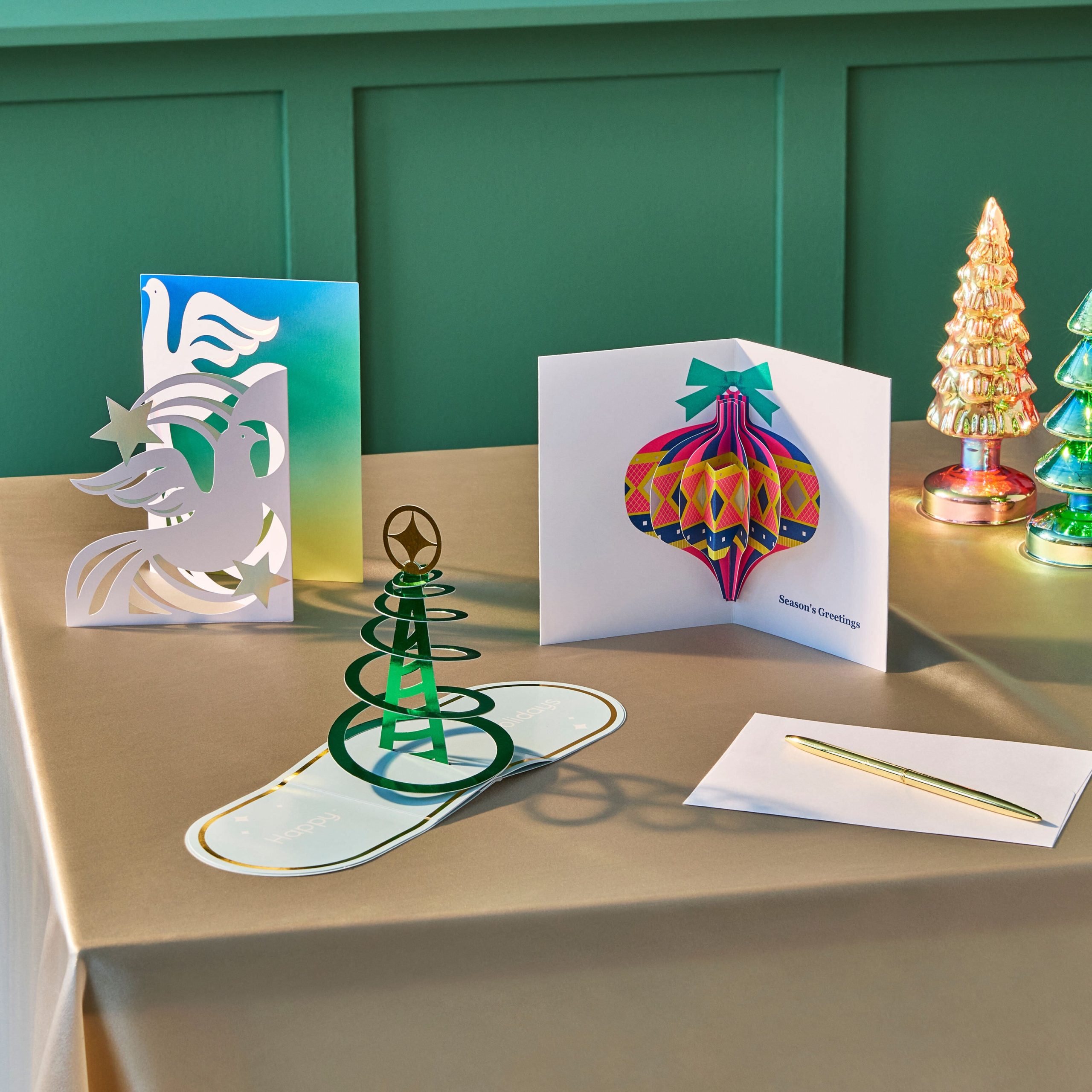 Sparkling Doves Holiday Pop-Up Cards - Set of 8 - Image 2