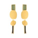 Geometric Collage Gold-Plated Four Shapes Drop Earrings