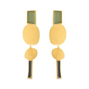 Geometric Collage Gold-Plated Four Shapes Drop Earrings