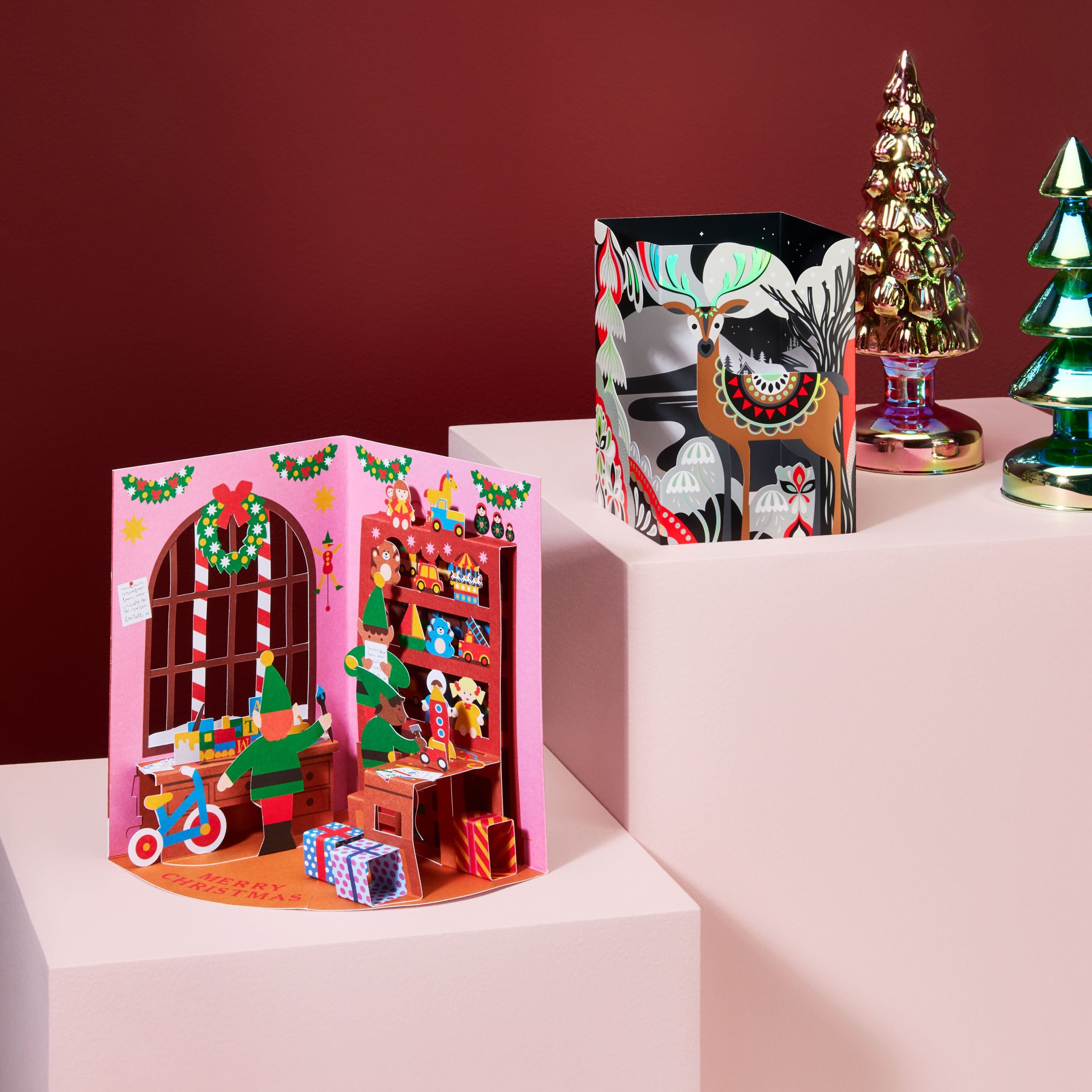 Santa's Workshop Holiday Pop-Up Cards - Set of 8 - Image 2