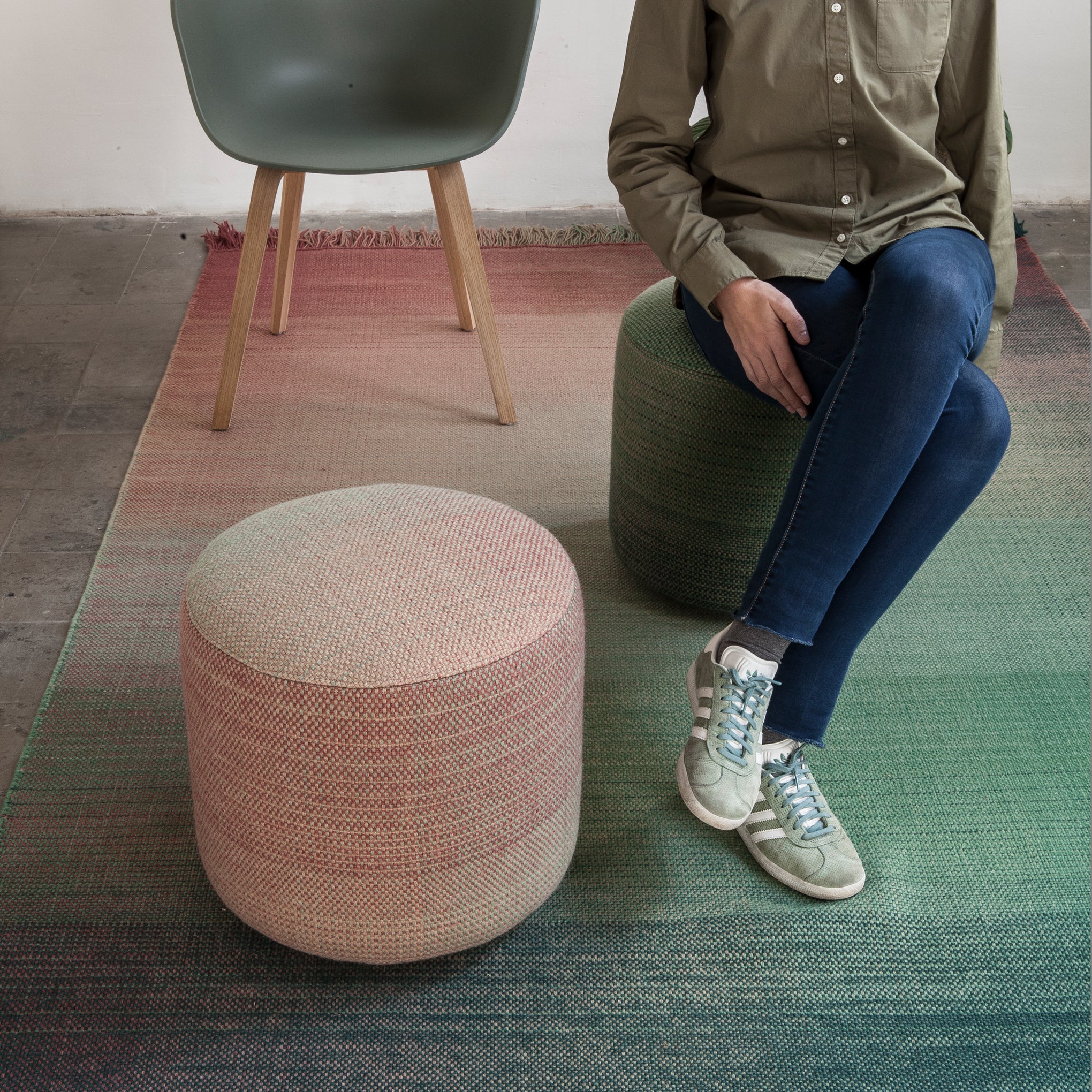 Nanimarquina Shade Pouf Stool - Blue/ Multi - Image 3