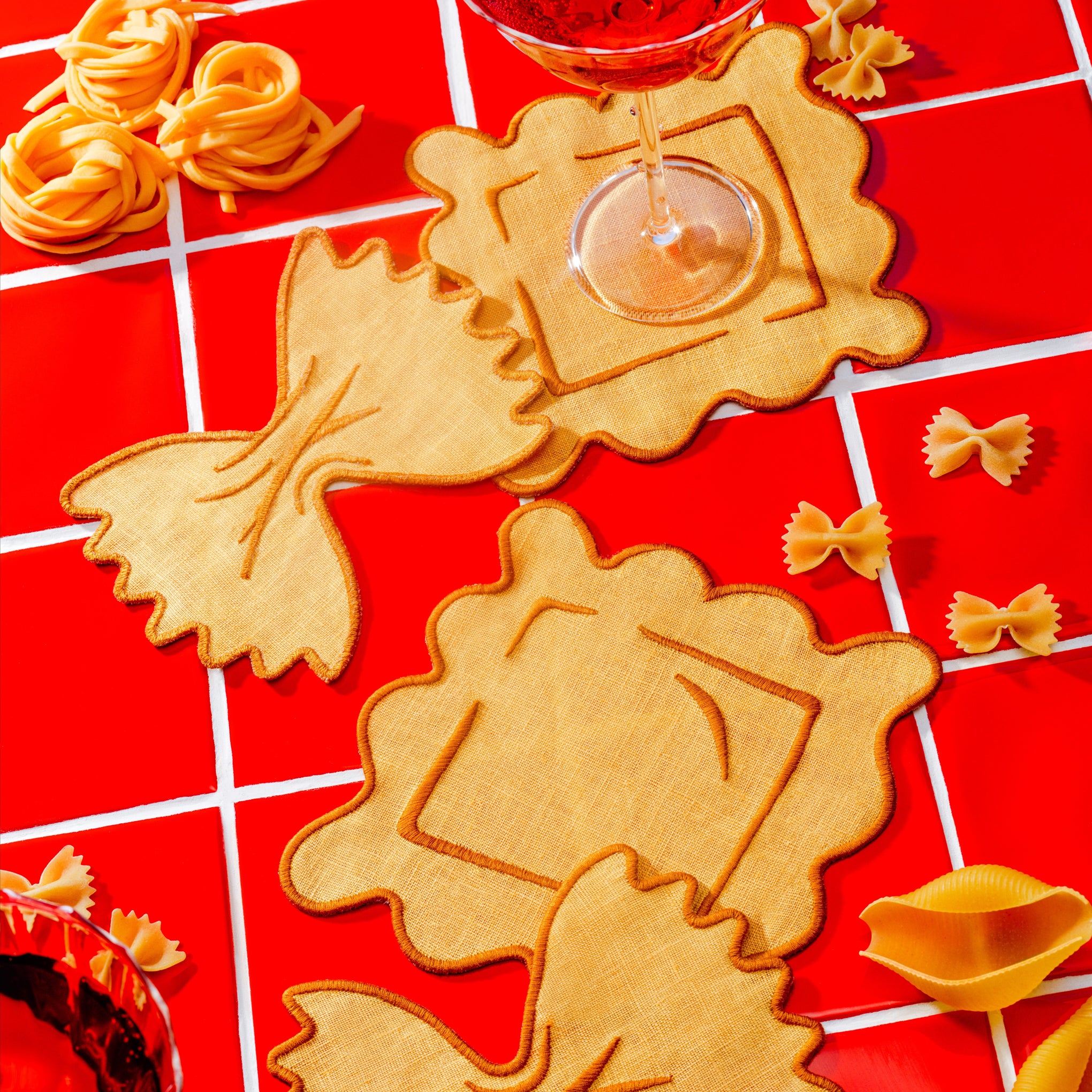 Pasta Linen Cocktail Napkins - Set of 4 - Image 2