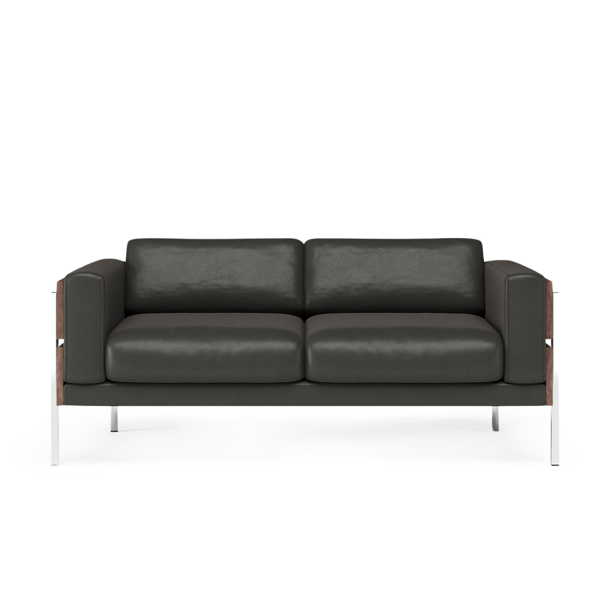 Forum 2-Seater Sofa - Walnut/ Black Leather - Image 3