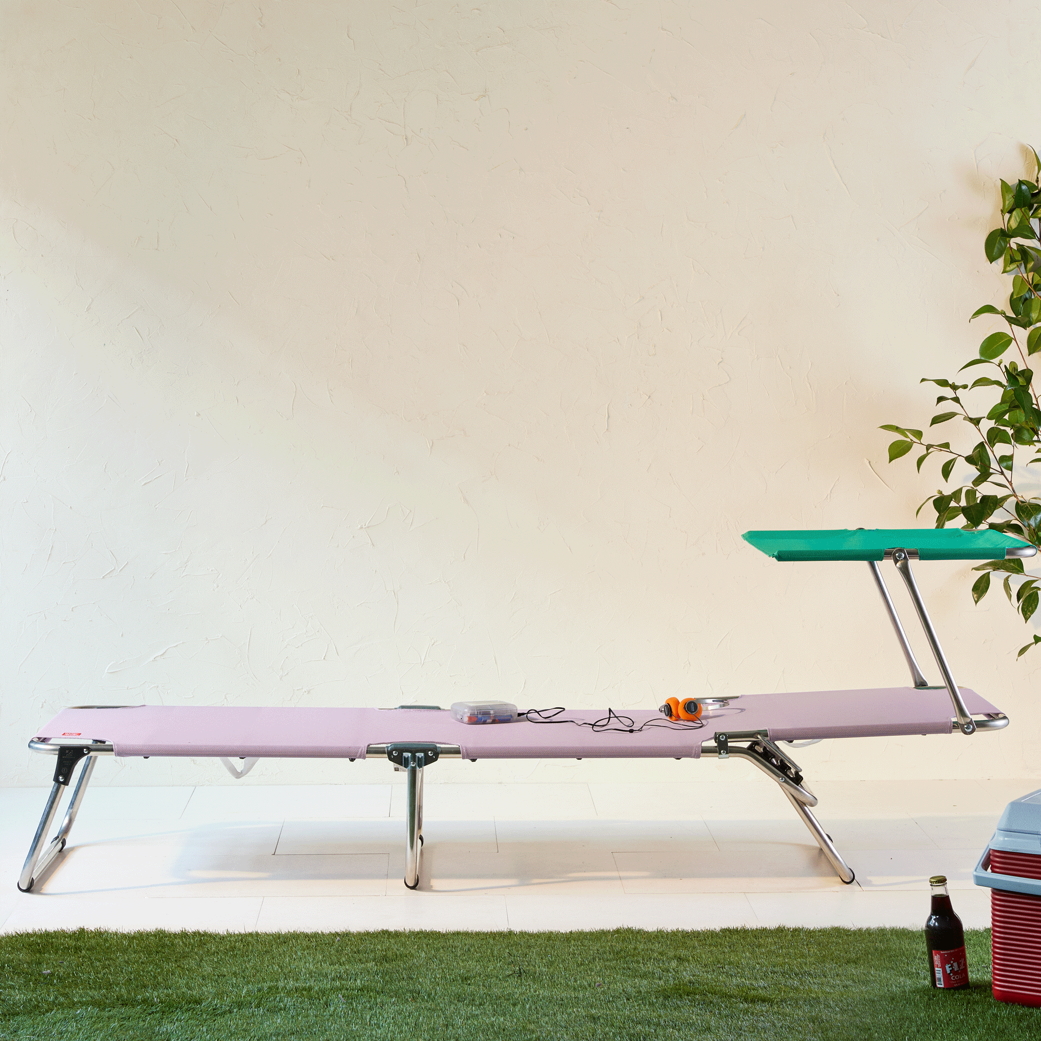 Amigo Outdoor Lounge Chair with Sun Shield - Yellow/ Teal - Image 8