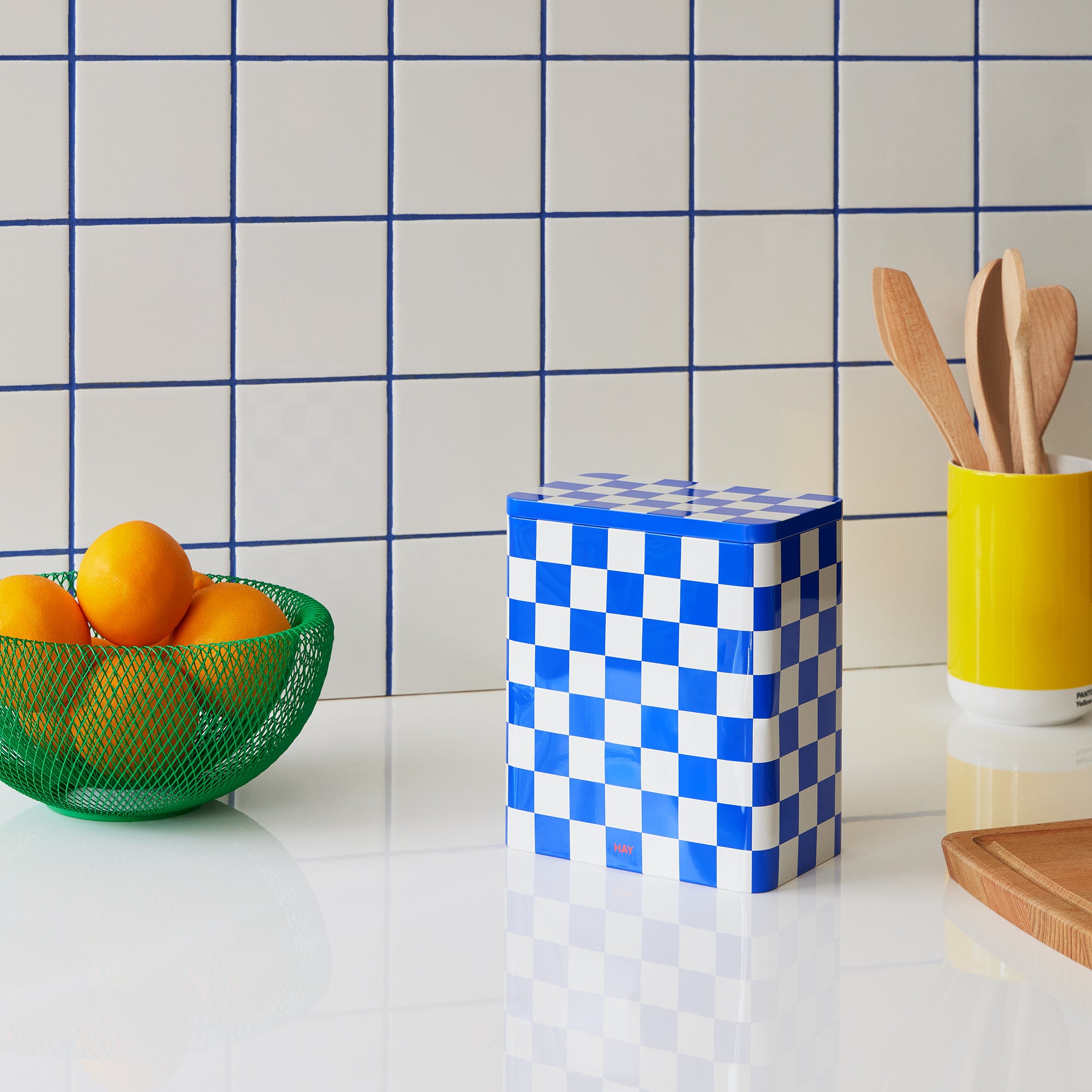 HAY Tin Container - Blue/ Off White - Image 8