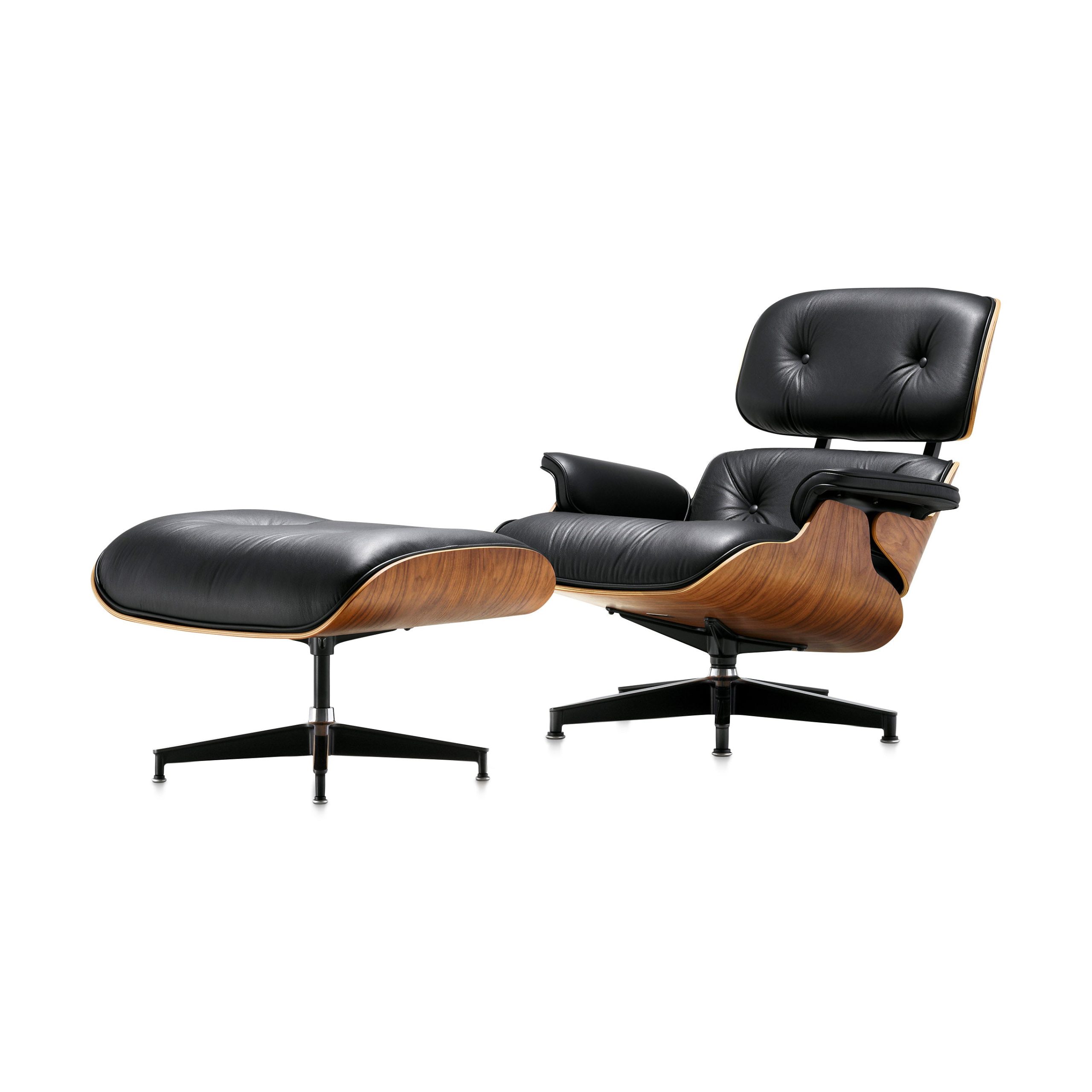 Eames® Lounge Chair and Ottoman from Herman Miller - Walnut/ Obsidian Black Leather - Image 3