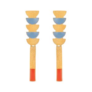 Somni Gold-Plated Red & Blue Long Earrings