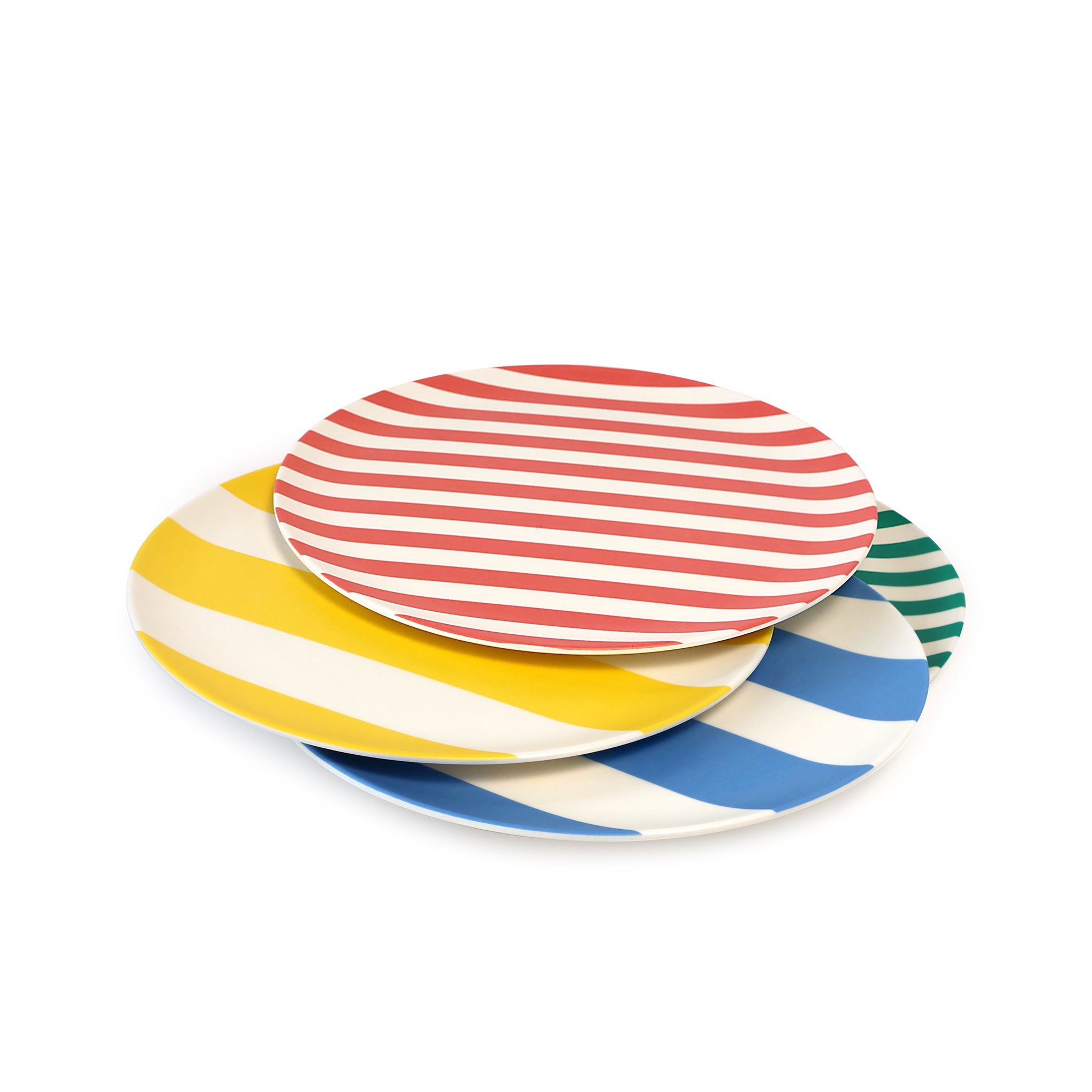 Bamboo Colorful Striped Dinnerware - Set of 4 - Dessert Plate - Image 3